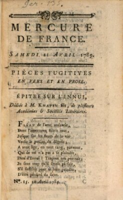 Mercure de France Samstag 11. April 1789