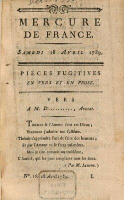 Mercure de France Samstag 18. April 1789