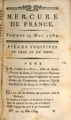 Mercure de France Samstag 23. Mai 1789