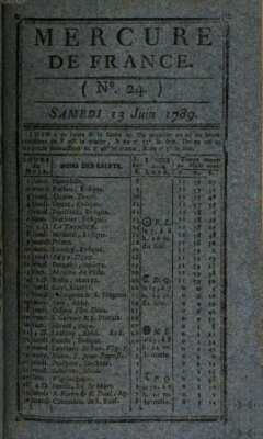 Mercure de France Samstag 13. Juni 1789