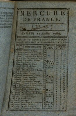 Mercure de France Samstag 11. Juli 1789