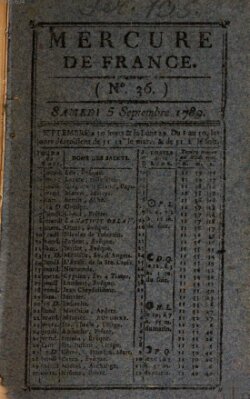 Mercure de France Samstag 5. September 1789