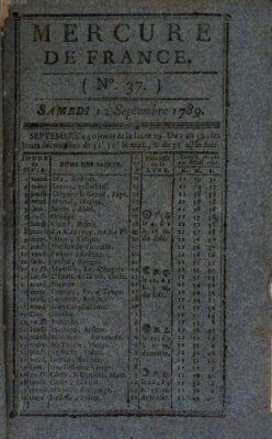 Mercure de France Samstag 12. September 1789