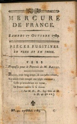 Mercure de France Samstag 17. Oktober 1789