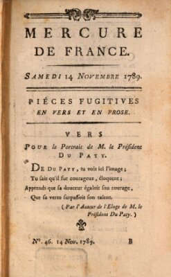 Mercure de France Samstag 14. November 1789