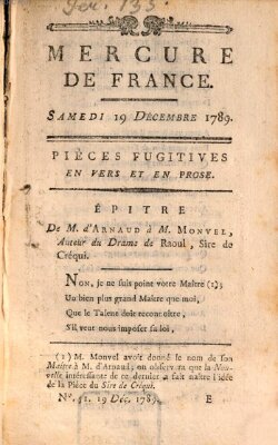 Mercure de France Samstag 19. Dezember 1789