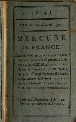 Mercure de France Samstag 23. Januar 1790