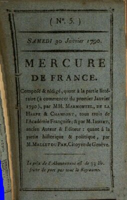 Mercure de France Samstag 30. Januar 1790