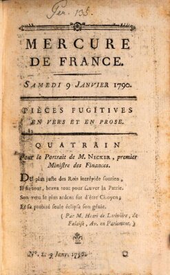 Mercure de France Samstag 9. Januar 1790