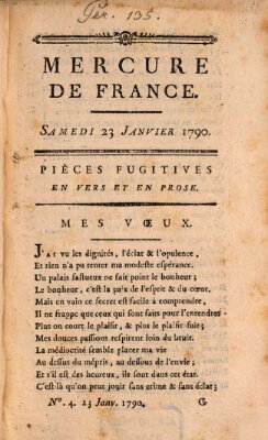 Mercure de France Samstag 23. Januar 1790