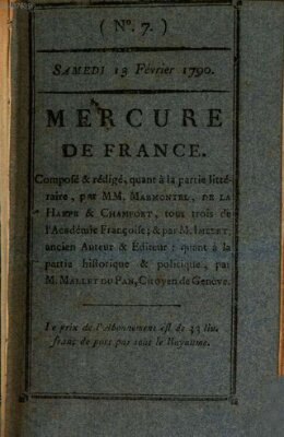 Mercure de France Samstag 13. Februar 1790