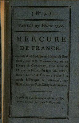 Mercure de France Samstag 27. Februar 1790