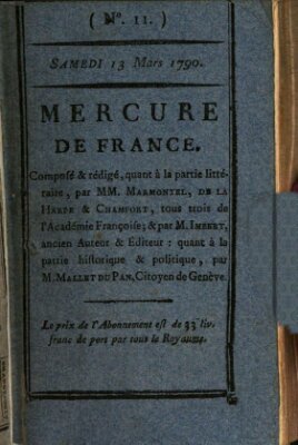 Mercure de France Samstag 13. März 1790