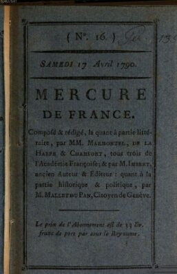 Mercure de France Samstag 17. April 1790