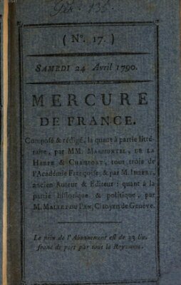 Mercure de France Samstag 24. April 1790