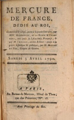 Mercure de France Samstag 3. April 1790