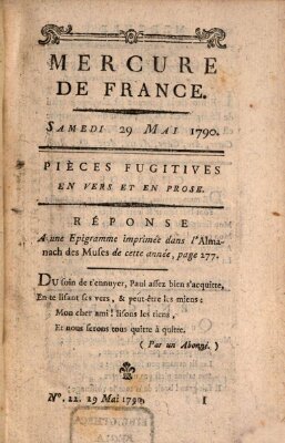 Mercure de France Samstag 29. Mai 1790