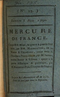 Mercure de France Samstag 5. Juni 1790