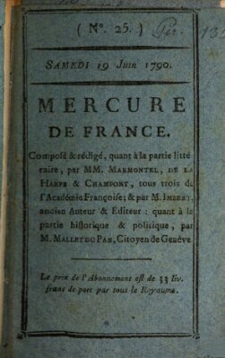 Mercure de France Samstag 19. Juni 1790