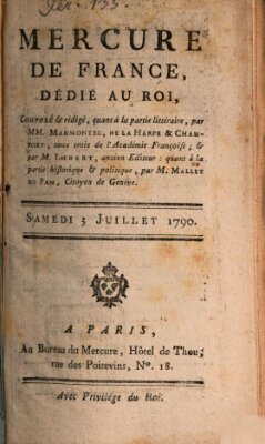 Mercure de France Samstag 3. Juli 1790