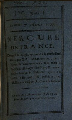 Mercure de France Samstag 7. August 1790