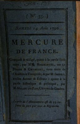 Mercure de France Samstag 14. August 1790
