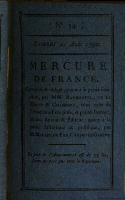 Mercure de France Samstag 21. August 1790