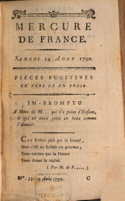 Mercure de France Samstag 14. August 1790