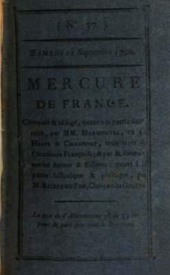 Mercure de France Samstag 11. September 1790