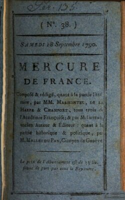 Mercure de France Samstag 18. September 1790