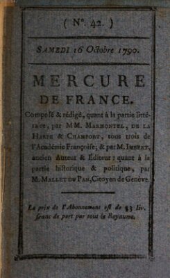 Mercure de France Samstag 16. Oktober 1790