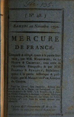 Mercure de France Samstag 27. November 1790