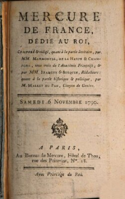 Mercure de France Samstag 6. November 1790