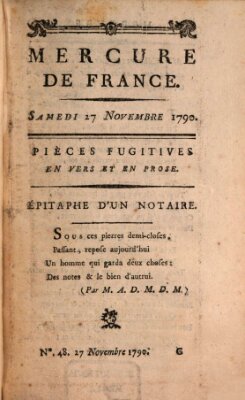 Mercure de France Samstag 27. November 1790