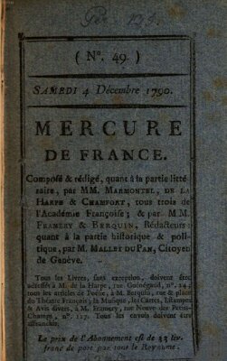 Mercure de France Samstag 4. Dezember 1790