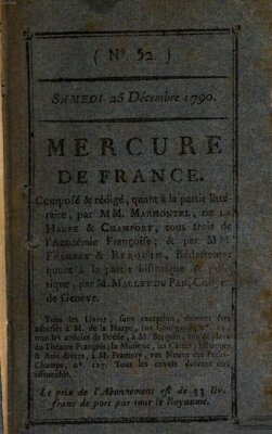 Mercure de France Samstag 25. Dezember 1790