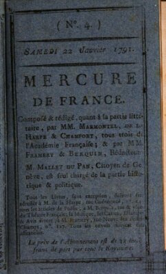 Mercure de France Samstag 22. Januar 1791