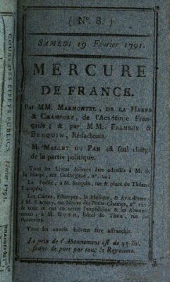 Mercure de France Samstag 19. Februar 1791