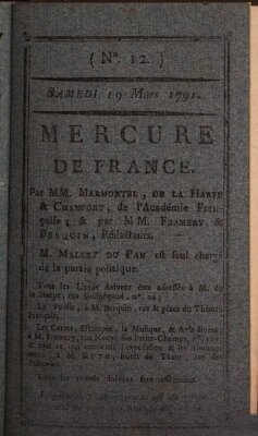 Mercure de France Samstag 19. März 1791