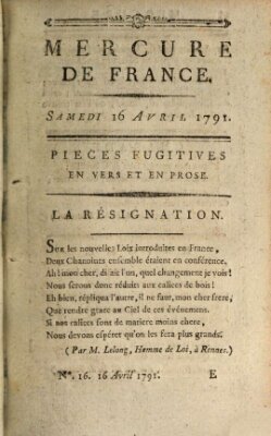 Mercure de France Samstag 16. April 1791