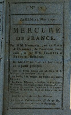 Mercure de France Samstag 14. Mai 1791