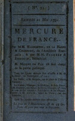 Mercure de France Samstag 21. Mai 1791