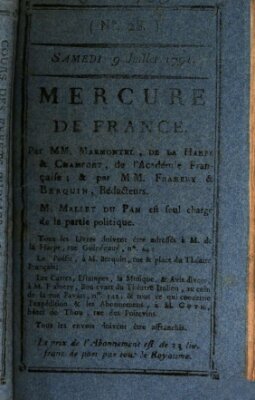 Mercure de France Samstag 9. Juli 1791