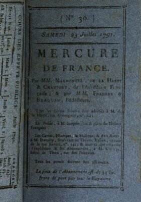 Mercure de France Samstag 23. Juli 1791