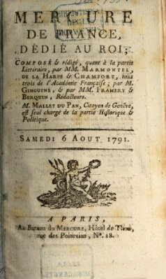 Mercure de France Samstag 6. August 1791