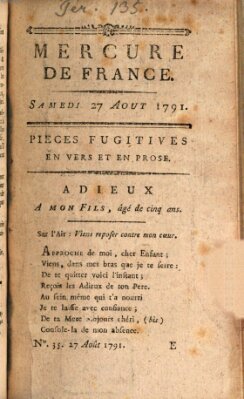 Mercure de France Samstag 27. August 1791