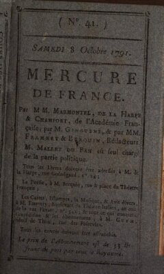 Mercure de France Samstag 8. Oktober 1791