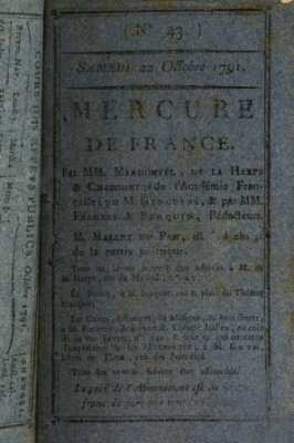 Mercure de France Samstag 22. Oktober 1791