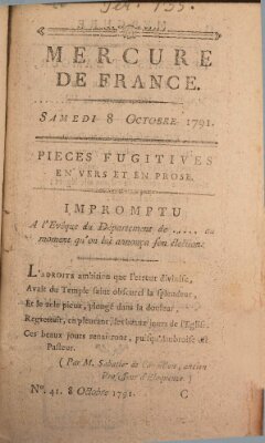 Mercure de France Samstag 8. Oktober 1791