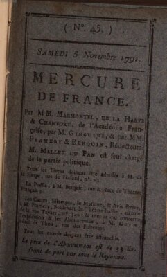 Mercure de France Samstag 5. November 1791